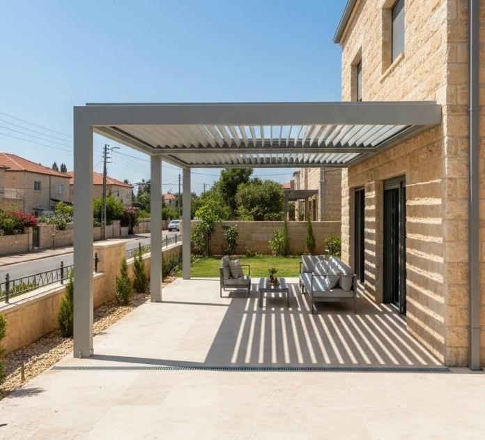 פרגולת אלומיניום רפפות מתכוננות חשמלית